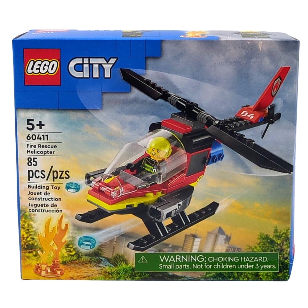 LEGO CITY: Fire Rescue Helicopter (60411) 85 Pieces Sealed New Ages 5+ Red Black
